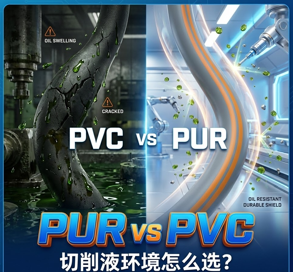 PUR vs PVC：機(jī)床切削液環(huán)境下，你的拖鏈電纜選對(duì)護(hù)套了嗎？